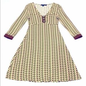 Boden patterned midi dress with button details and half sleeves